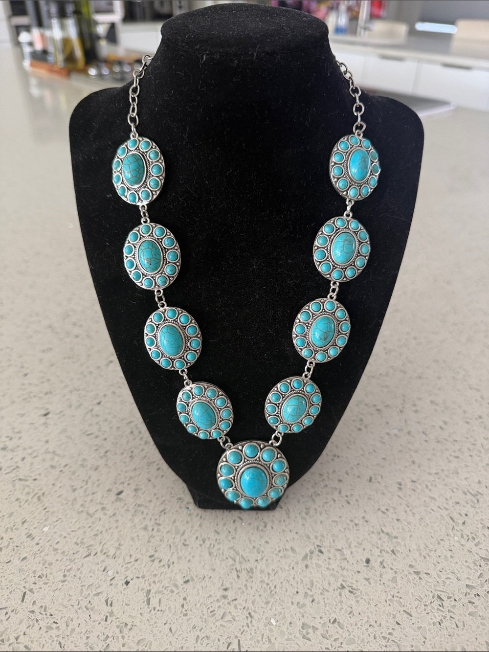 Turquoise Oval Statement Necklace - Women Jewelry